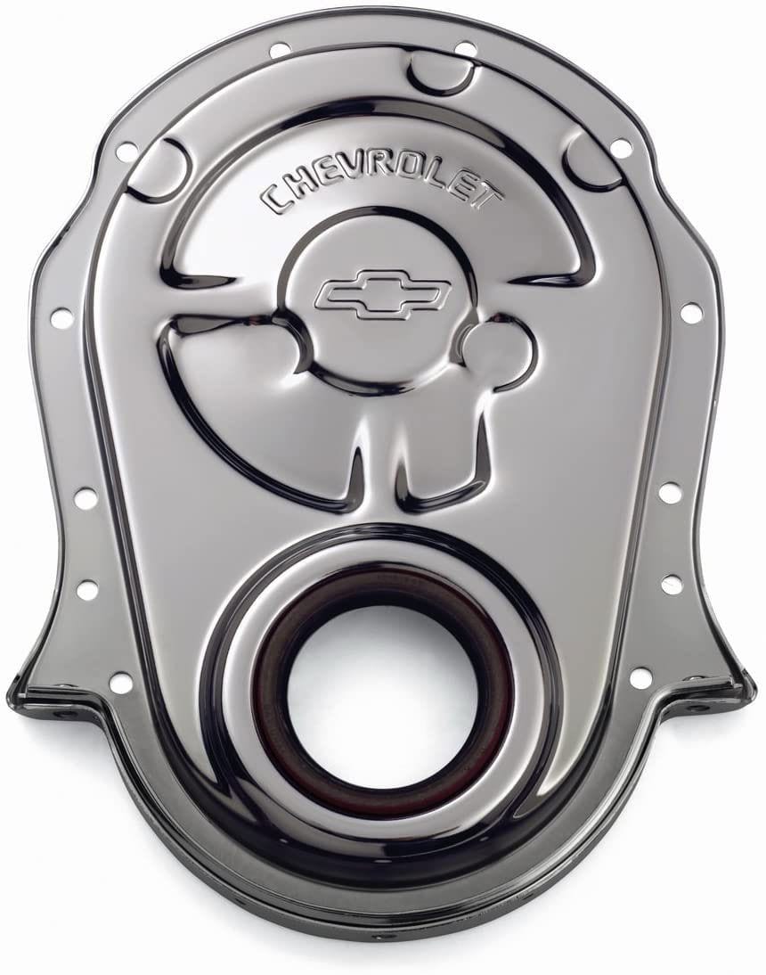 PROFORM Big Block Chev Proform Stamped Steel Timing Cover Chrome with Bowtie Logo PR141-216 SR