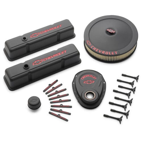 PROFORM Black Crinkle Suit SB Chev With Chevrolet Logo & Bowtie Emblem Proform Engine Dress-Up Kit PR141-758 SR