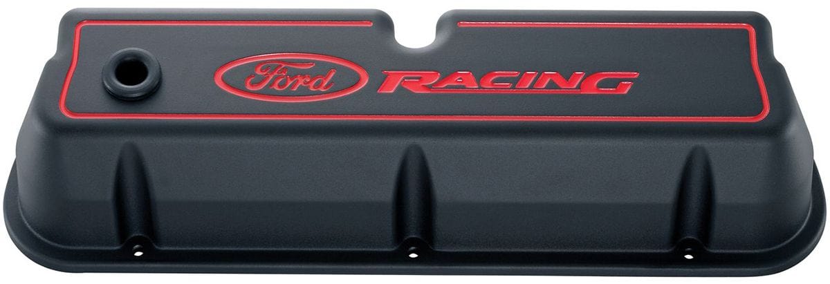 Proform Black Crinkle Suit SB Ford 289-351 Windsor With Ford Racing Logo Proform Die-Cast Aluminium Valve Covers PR302-003 SR