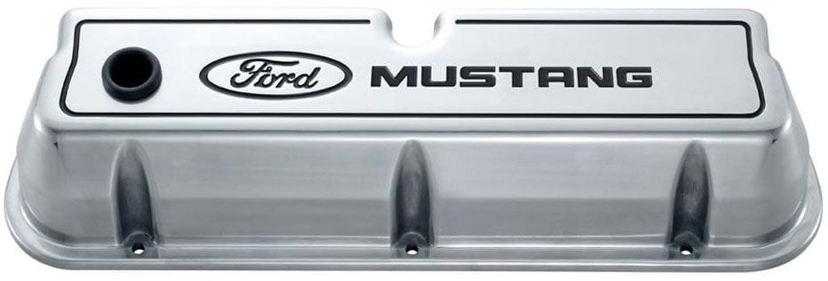 Proform Polished Suit SB Ford 289-351 Windsor With Ford Mustang Logo Proform Die-Cast Aluminium Valve Covers PR302-030 SR