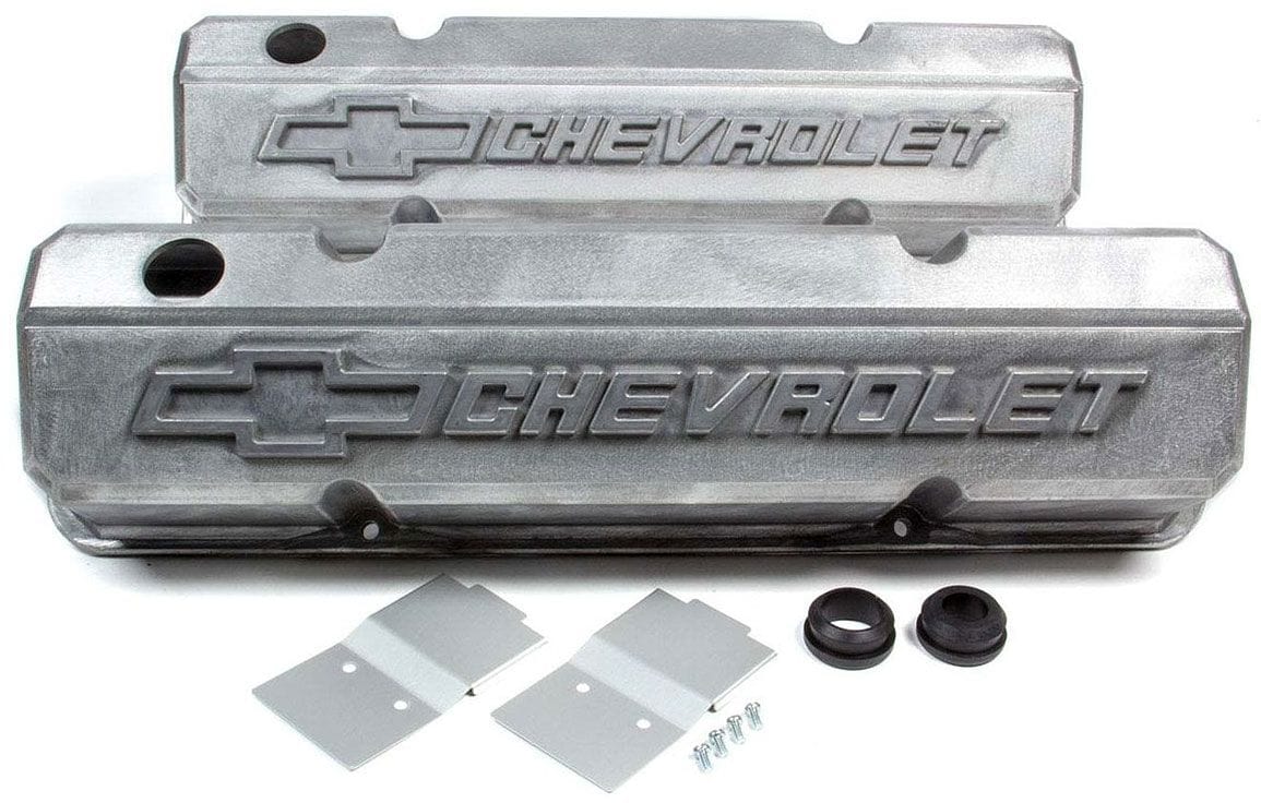 PROFORM Raw Suit SB Chev With Raised Chevrolet Logo & Bowtie Emblem Proform Die-Cast Aluminium Slant Edge Valve Covers PR141-939 SR