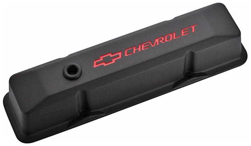 PROFORM Small Block Chev Proform Die Cast Valve Covers with Chevrolet Logo (Tall Style) Black Crinkle Finish PR14 SR