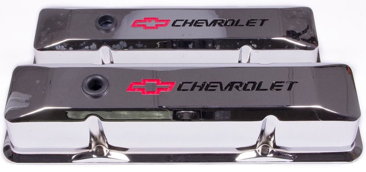 PROFORM Small Block Chev Proform Die Cast Valve Covers with Chevrolet Logo (Tall Style) Chrome PR141-117 SR