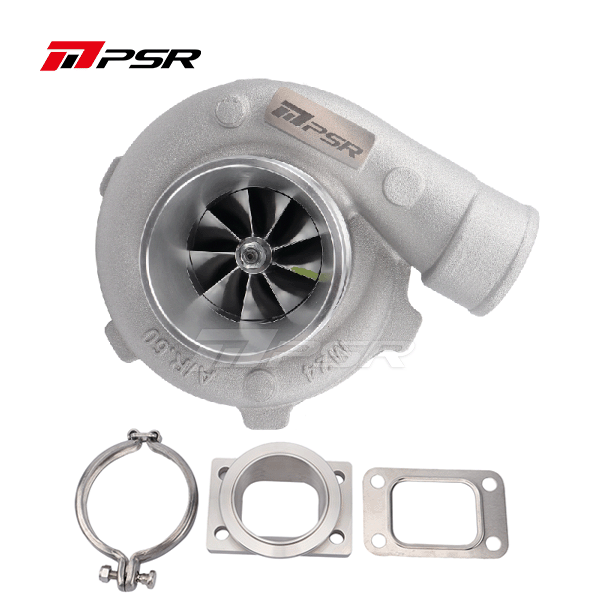 Pulsar Turbochargers STAINLESS STEEL V-BAND INLET, V-BAND OUTLET, 0.64A/R + T3 Adapter PSR3576 Gen2 Compact Dual Ball Bearing Turbocharger SR