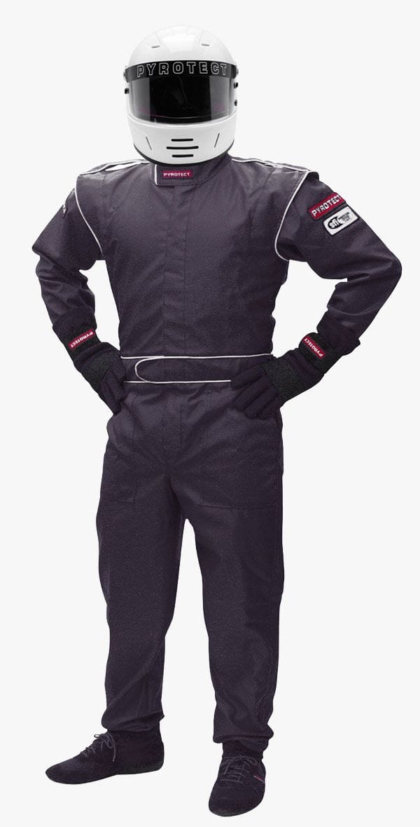 PYROTECT SFI-1 Single Layer Pyrotect Safety Equipment Junior DX1 One Piece Black Racing Suit (Medium 8-10) PYJSDX1201 SR