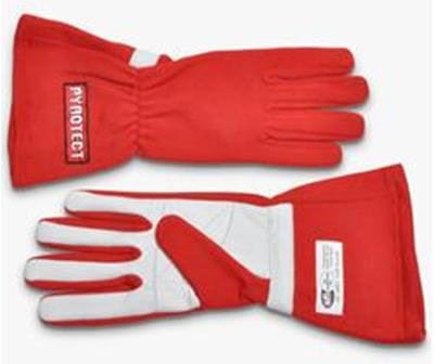 PYROTECT SFI 3.3/5 Two Layer Nomex Pyrotect Safety Equipment Two Layer Red Racing Gloves (Large) PYG2420000 SR