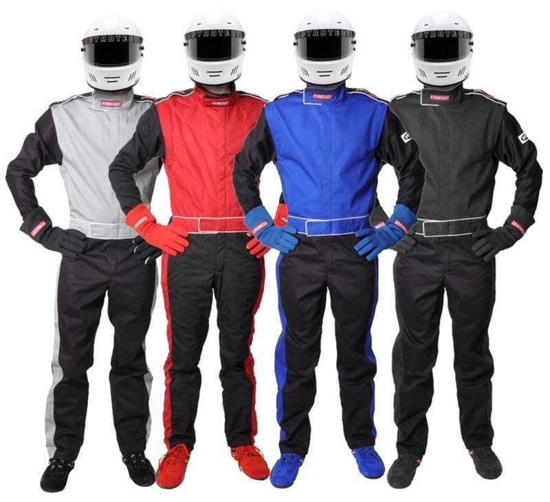 PYROTECT SFI-5 Two Layer Nomex Pyrotect Safety Equipment Sportsman Deluxe One Piece Black Racing Suit (Large) PY210401 SR