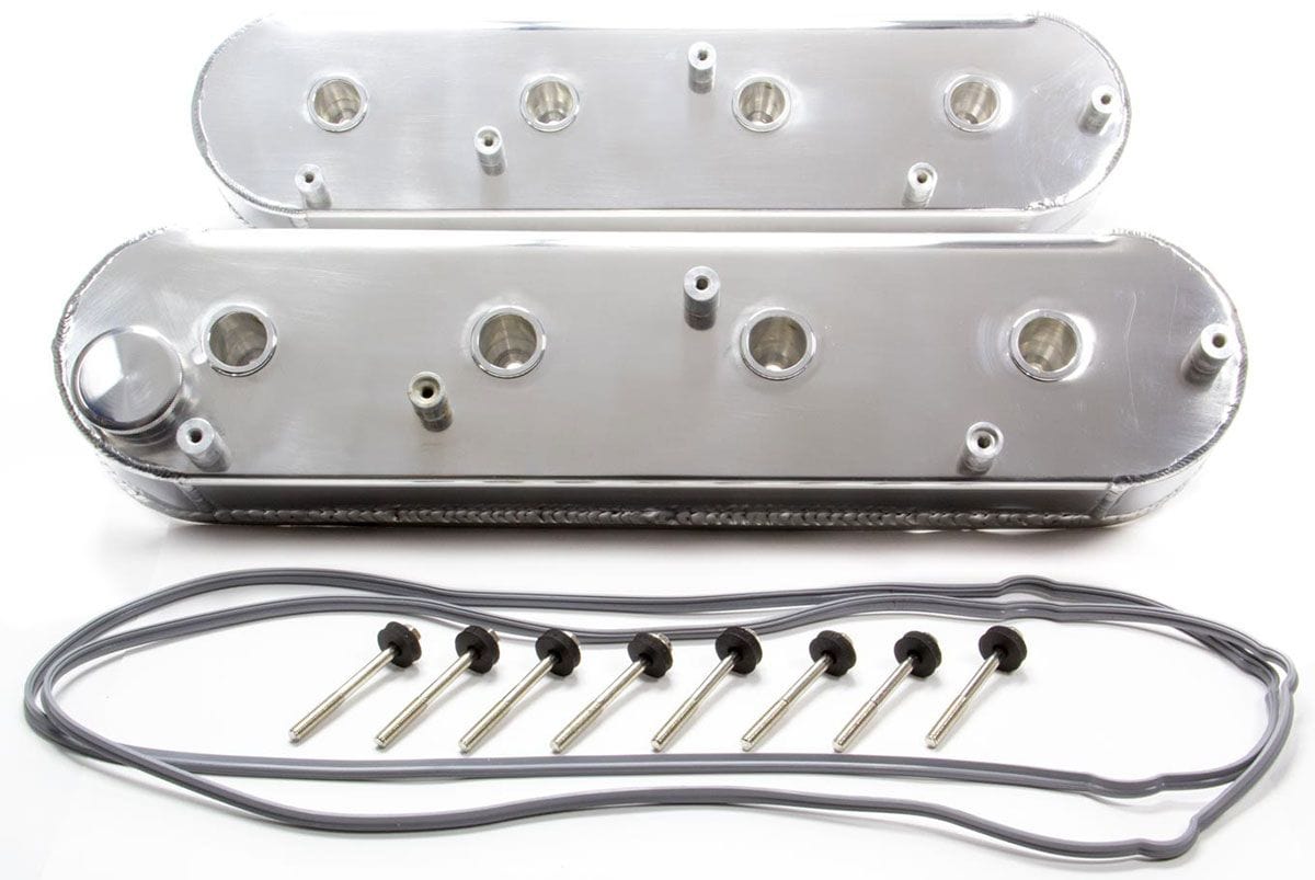 RPC One-Piece Billet Rail,2.5" Tall To Clear Aftermarket Valve Train, Oil Racing Power Company LS1 Polished Fabricated Valve Cover with Coil Mount Brackets RPCR6142POL SR