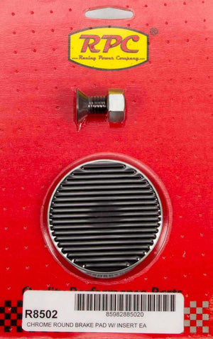 Racing Power Company Chrome Steel Brake Pedal Round with Rubber Insert RPCR8502