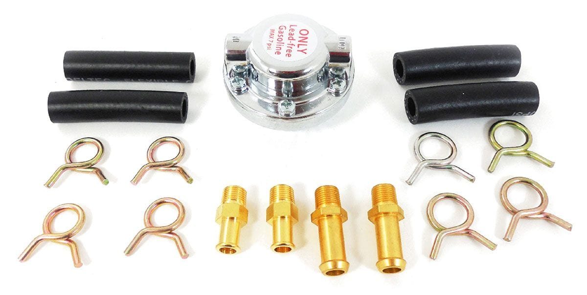 RPC Racing Power Company Chrome Universal Fuel Regulator Complete with 5/16" & 3/8" Connectors RPCR5857 SR