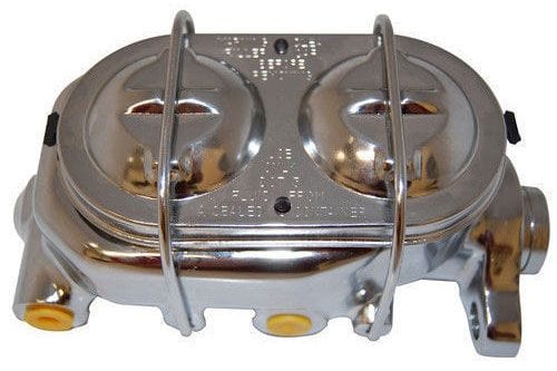 RPC Suit GM Corvette, Ports on Both Sides Racing Power Company Chrome Aluminium Master Cylinder Dual Bail Cap & Dual Reservoir Bore 1-1/8" RPCR SR