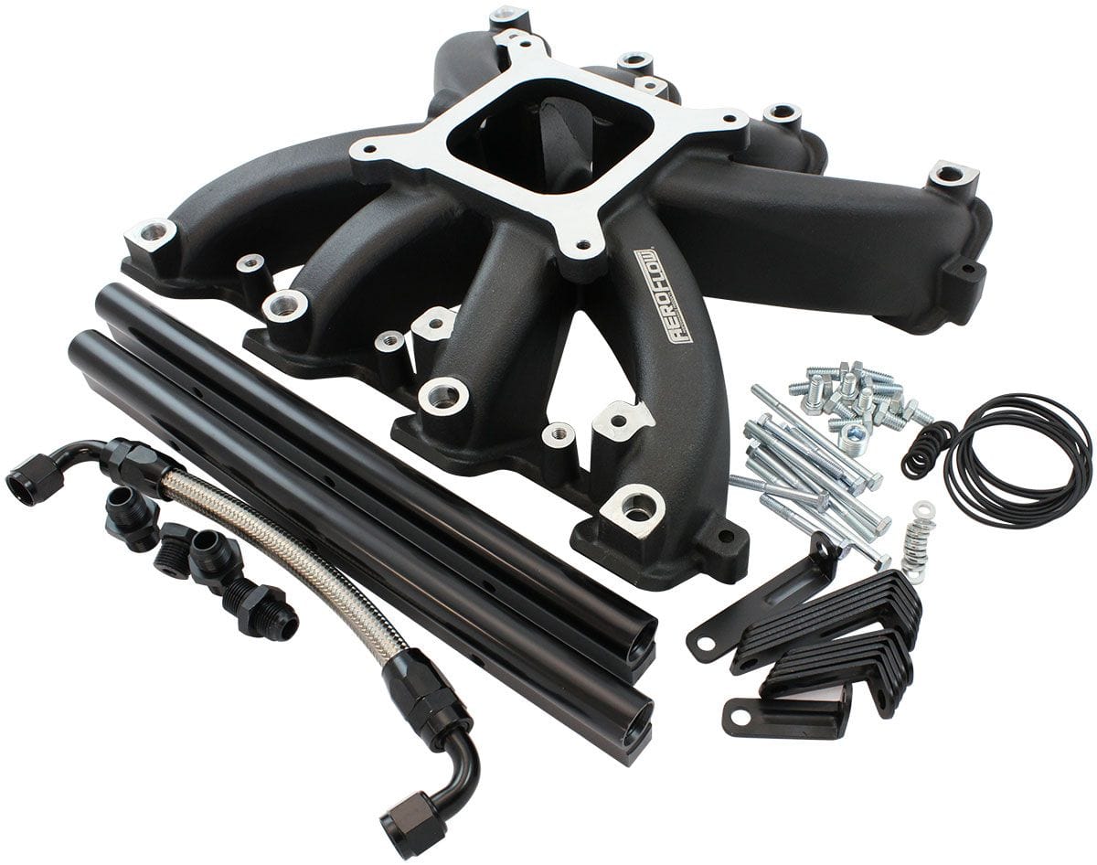 Aeroflow Performance GM LS Rectangle Port Carburettor Street Single Plane EFI Intake Manifold, Black Finish GM LS Rectangle Port Carburettor Street Single Plane EFI Intake Manifo SR