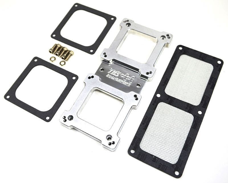 TBS Suit 4150 Carburettor, Sideways Mount The Blower Shop Billet Dual Carb Adaptor B4300 SR