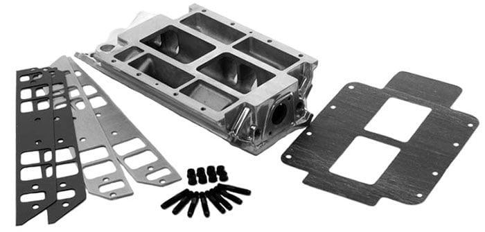 TBS Suit BB Chev With Standard Deck, Rectangle Port The Blower Shop Blower Manifold Polished B2510 SR