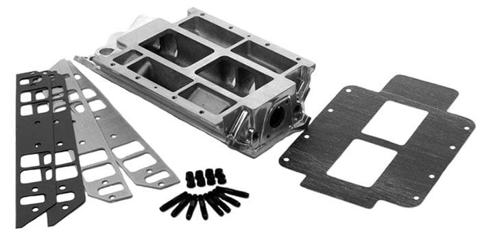 TBS Suit BB Chev With Tall Deck, Rectangle Port The Blower Shop Blower Manifold Polished B2520 SR