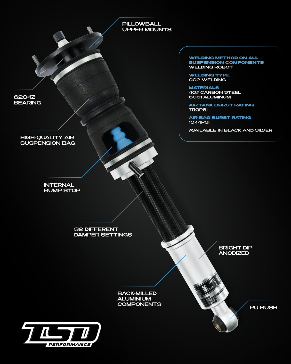 TSD Performance Air Suspension 5 Gallon (19 Litre) / Silver (Raw Alloy) / Air Freight - Please allow 2 weeks for manufacture. Opel Astra J sedan / saloon 09-15 Air Suspension - TSD Performance SR