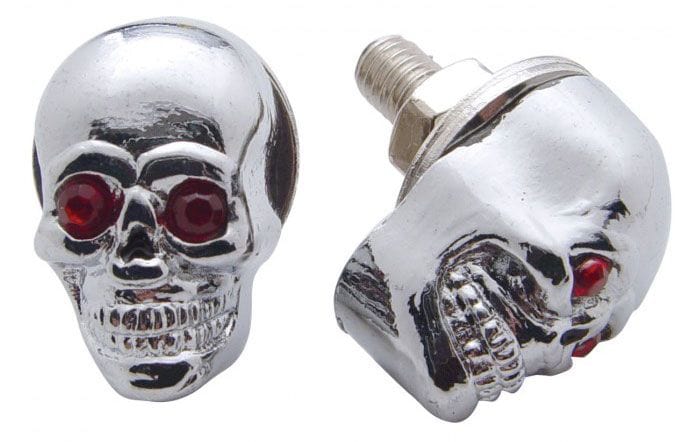 UPI Chrome With Jewel Eyes (Pair) UPI Reproductions Skull License Plate Bolts UP70315 SR