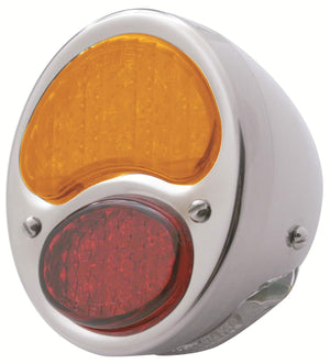 UPI Reproductions 1928-31 LED Tail Light Red Amber Stainless Rim Chrome Housing, L/H UPFTL2831RA-A