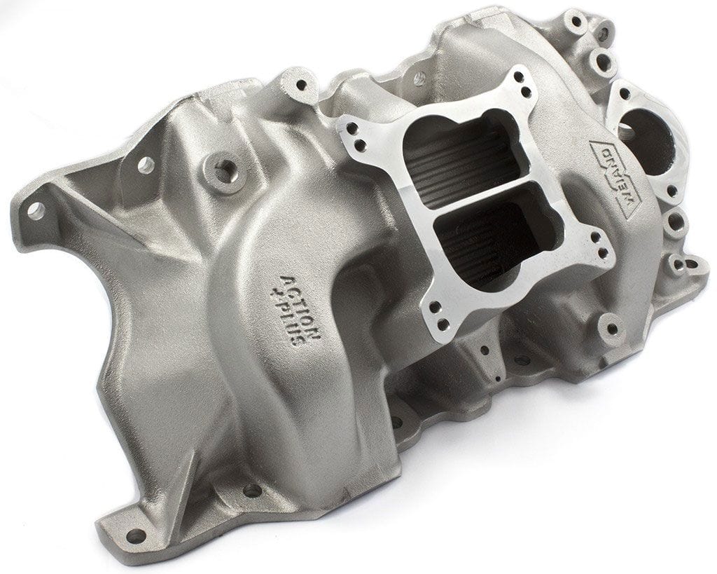 Weiand 318 (late style), 340, 360 V8, Satin Finish Weiand Weiand SB Chrysler Action +Plus Intake Manifold WM8007 SR