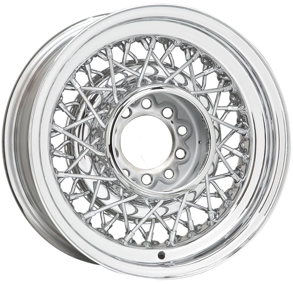 WHEELVINT 4-1/2 & 4-3/4" Bolt Circle With 4-1/4" Back Space Wheel Vintiques Chrome Street Rod Wire Rim 15 x 8" WV73-5812044 SR