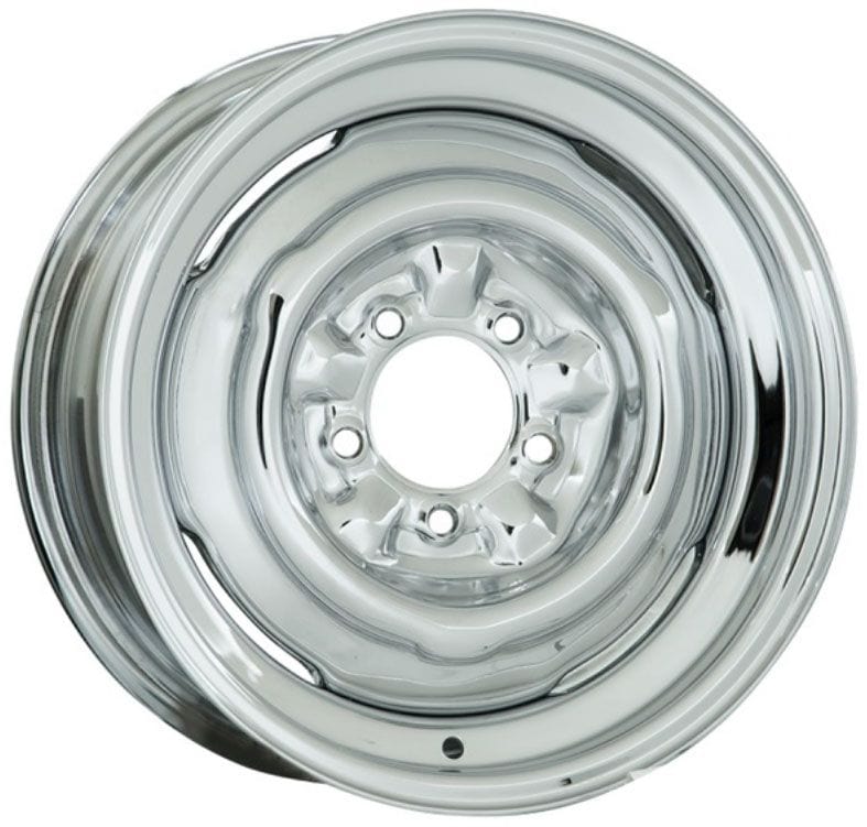 WHEELVINT 4-1/2 & 4-3/4" Bolt Circle With 4" Back Space Wheel Vintiques Chrome Smoothie Steel Rim 15 x 8" WV10-581204 SR