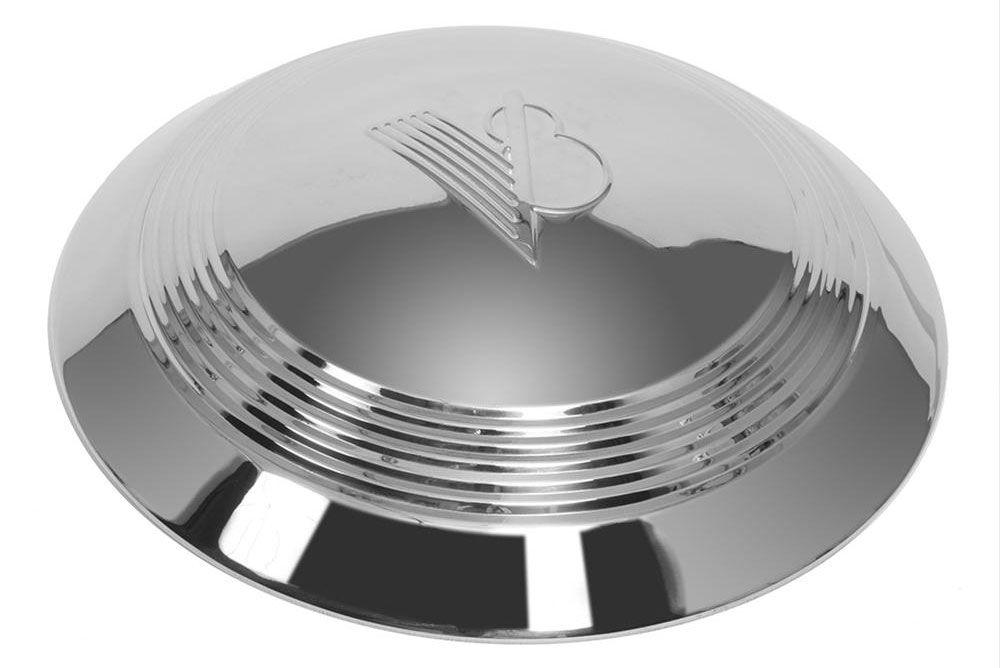 WHEELVINT V8 Logo, Ribbed Outer Wheel Vintiques Stainless 1940 Standard V8 Cap WV2006 SR