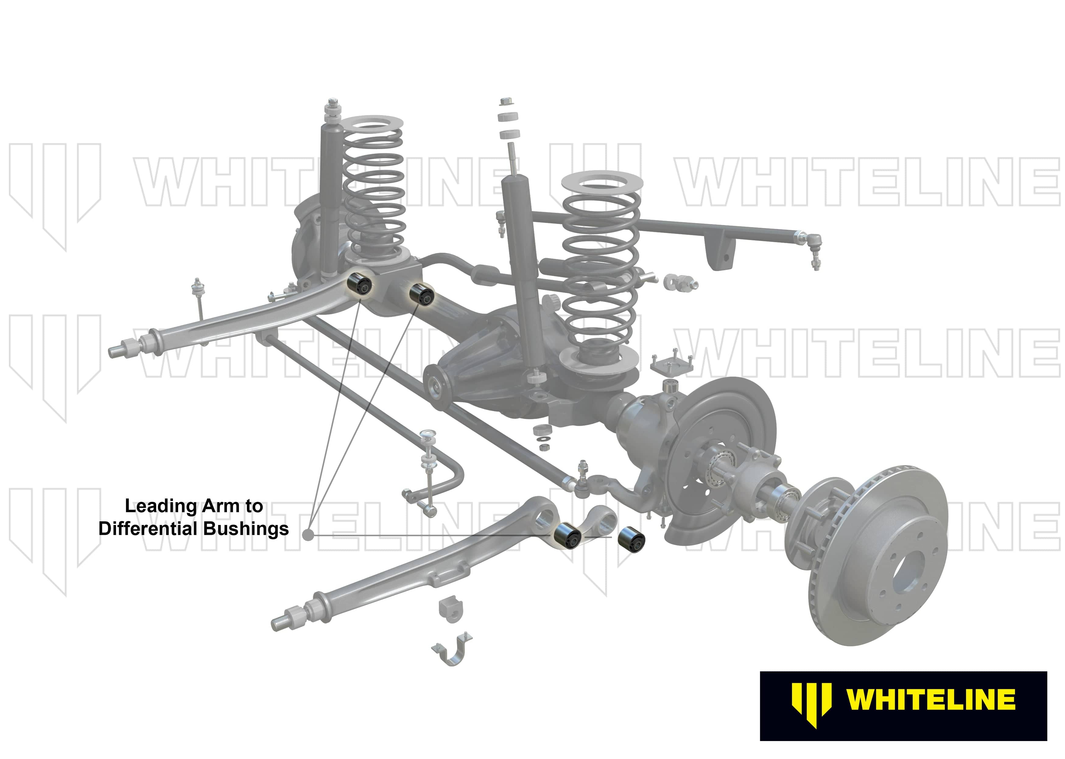 Whiteline 10 x 16 x 26 cm / Performance Alignment - 2.5deg caster correction - non voided design economy option Front Leading Arm - To Differential Bushing Kit Offset to Sut Nissan Patrol GQ, GU and Toyota Land Cruiser 80, 105 Series SR