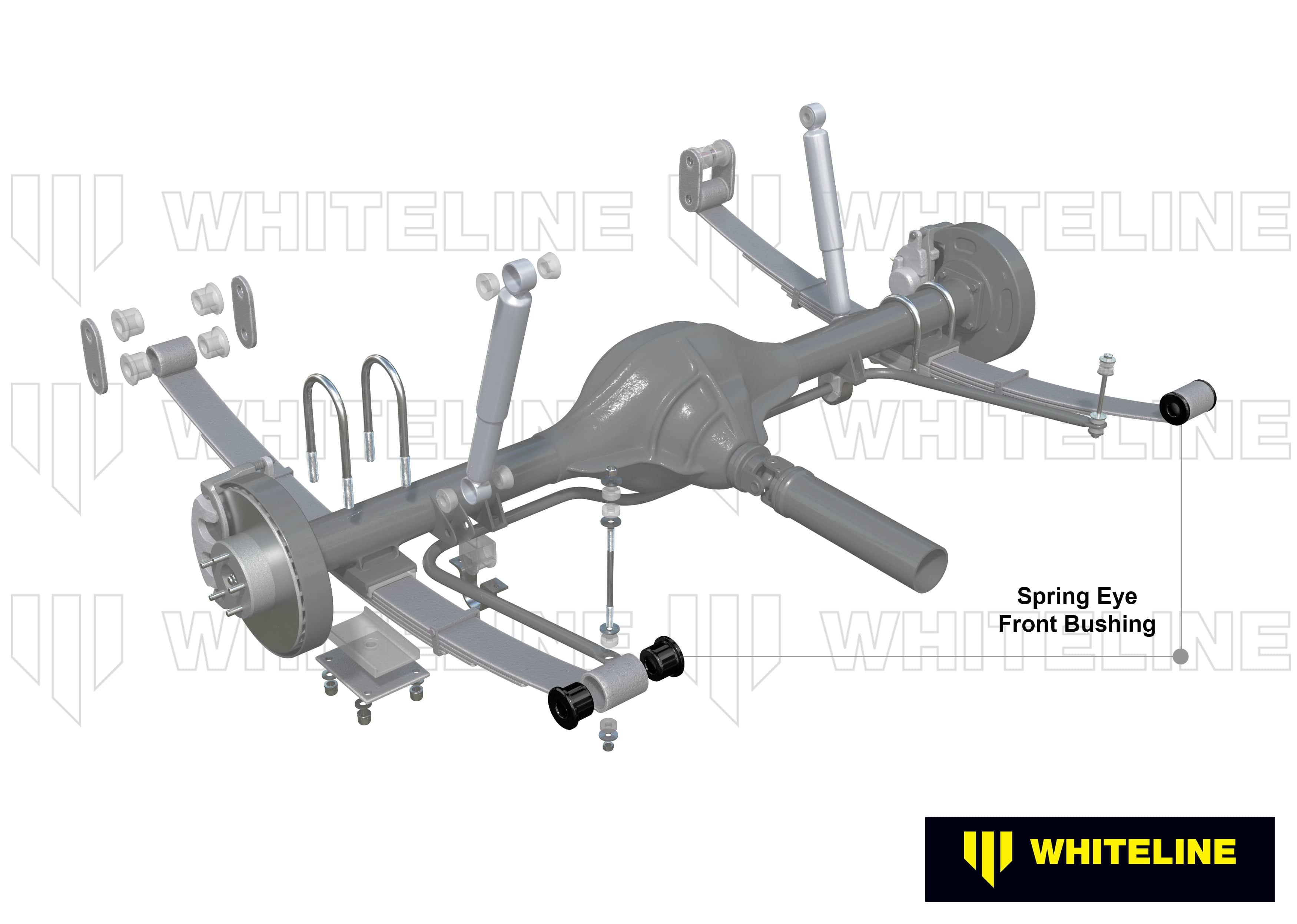 Whiteline 10 x 16 x 26 cm Rear Leaf Spring - Front Eye Bushing Kit to Suit Volkswagen Amarok 2H 2wd/4Motion SR