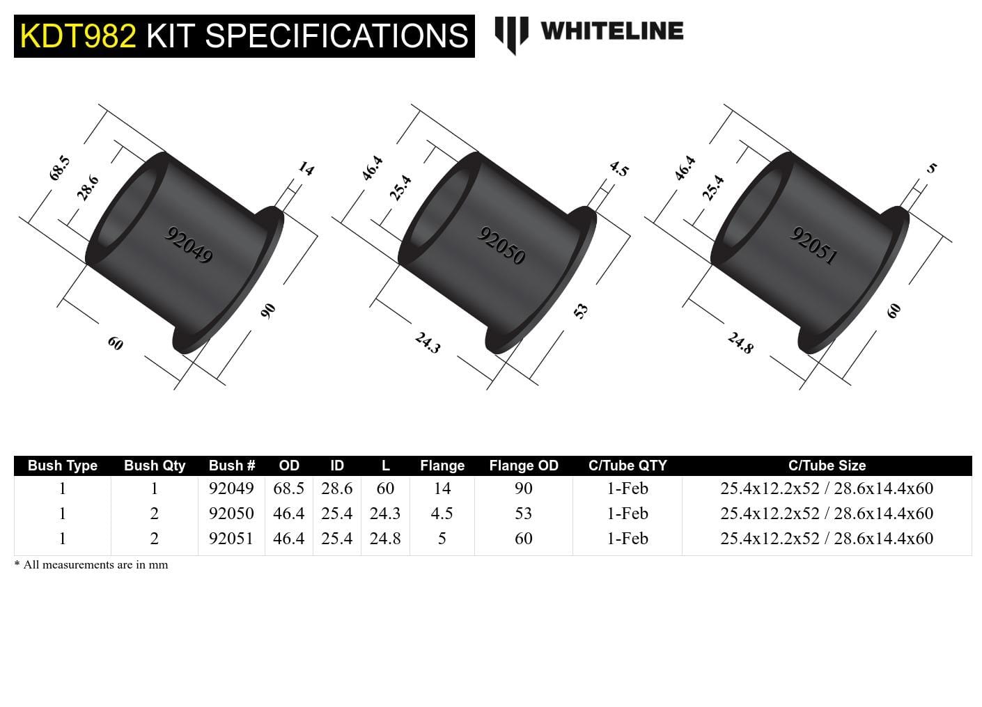 Whiteline 30 x 20 x 10 cm Rear Differential Mount - Bushing Kit to Suit BMW 3 Series, X3 and Z4 SR