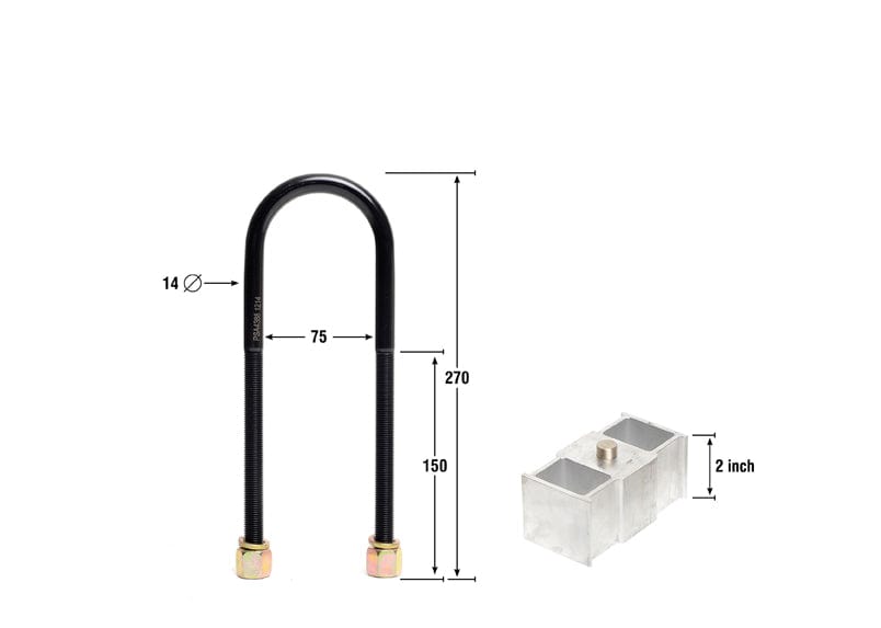 Whiteline 40 x 20 x 10 cm / Block = 50mm, Pin = 32mm, Hole = 35mm, U Bolt = M14x75mm Rear Lowering Block - Kit 2" to Suit Ford Falcon EF-EL Wagon SR
