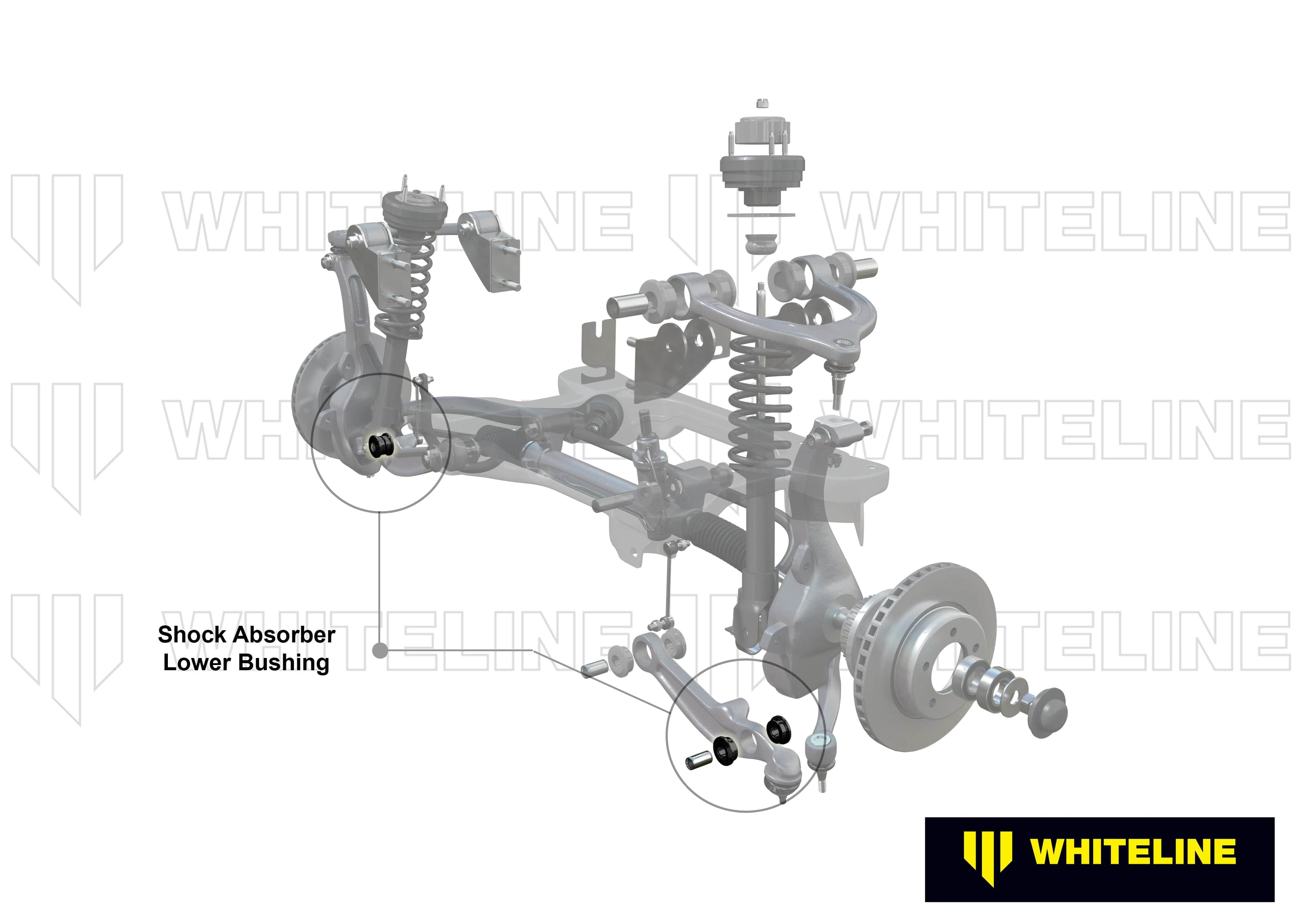 Whiteline 7 x 14 x 20 cm Front Shock Absorber - To Control Arm Bushing Kit to Suit Chrysler 300C and Dodge Challenger SR