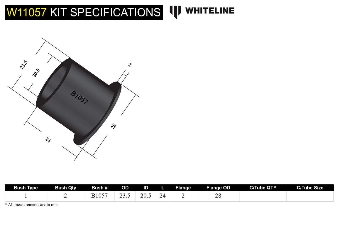 Whiteline 7 x 14 x 20 cm Front Steering Idler Arm - Bushing Kit to Suit Nissan 720, Navara D21 and Pathfinder WD21 SR