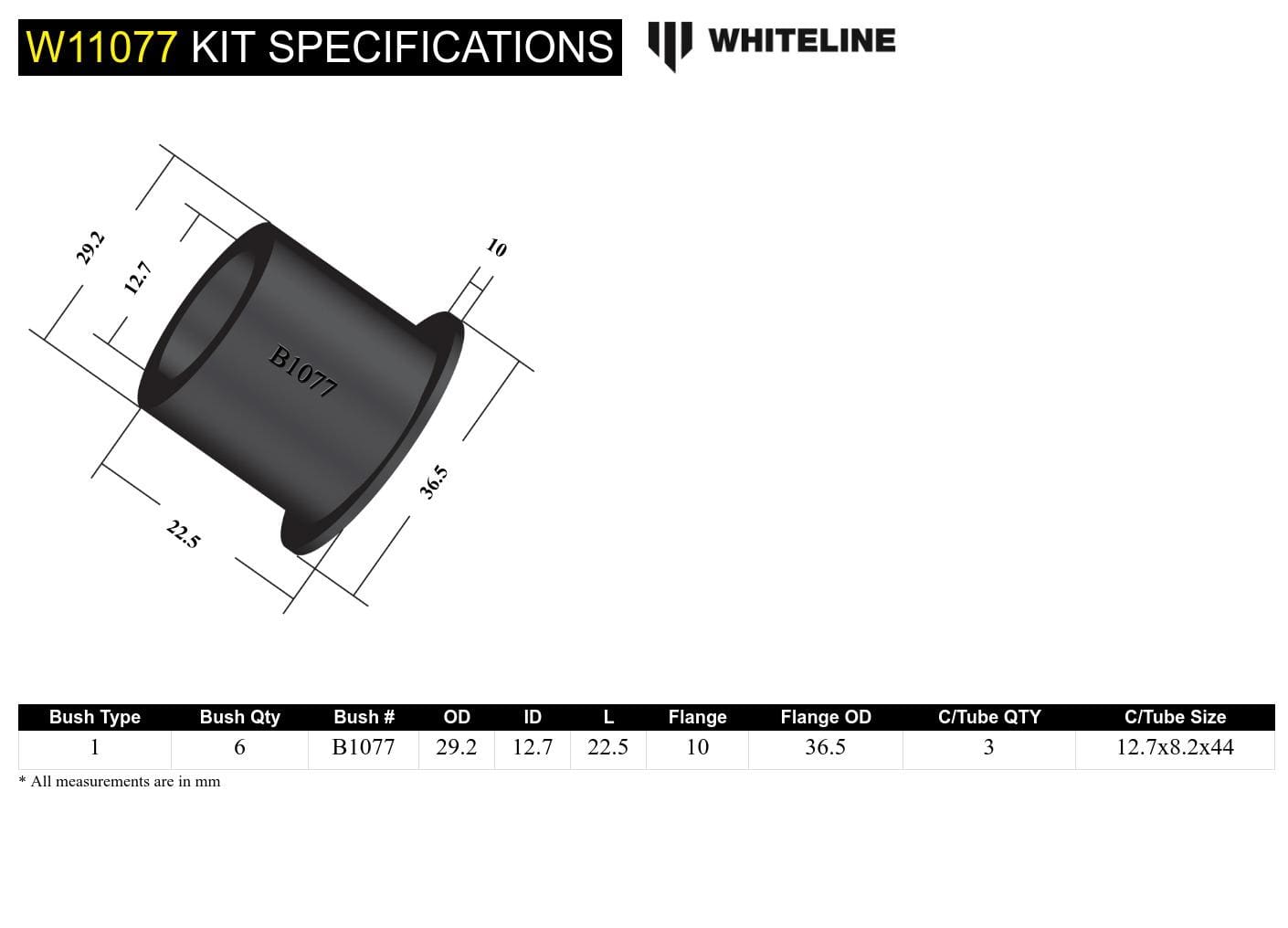 Whiteline 7 x 14 x 20 cm Front Steering Rack and Pinion - Mount Bushing Kit to Suit Jaguar Mk1-Mk3 and ZJS SR