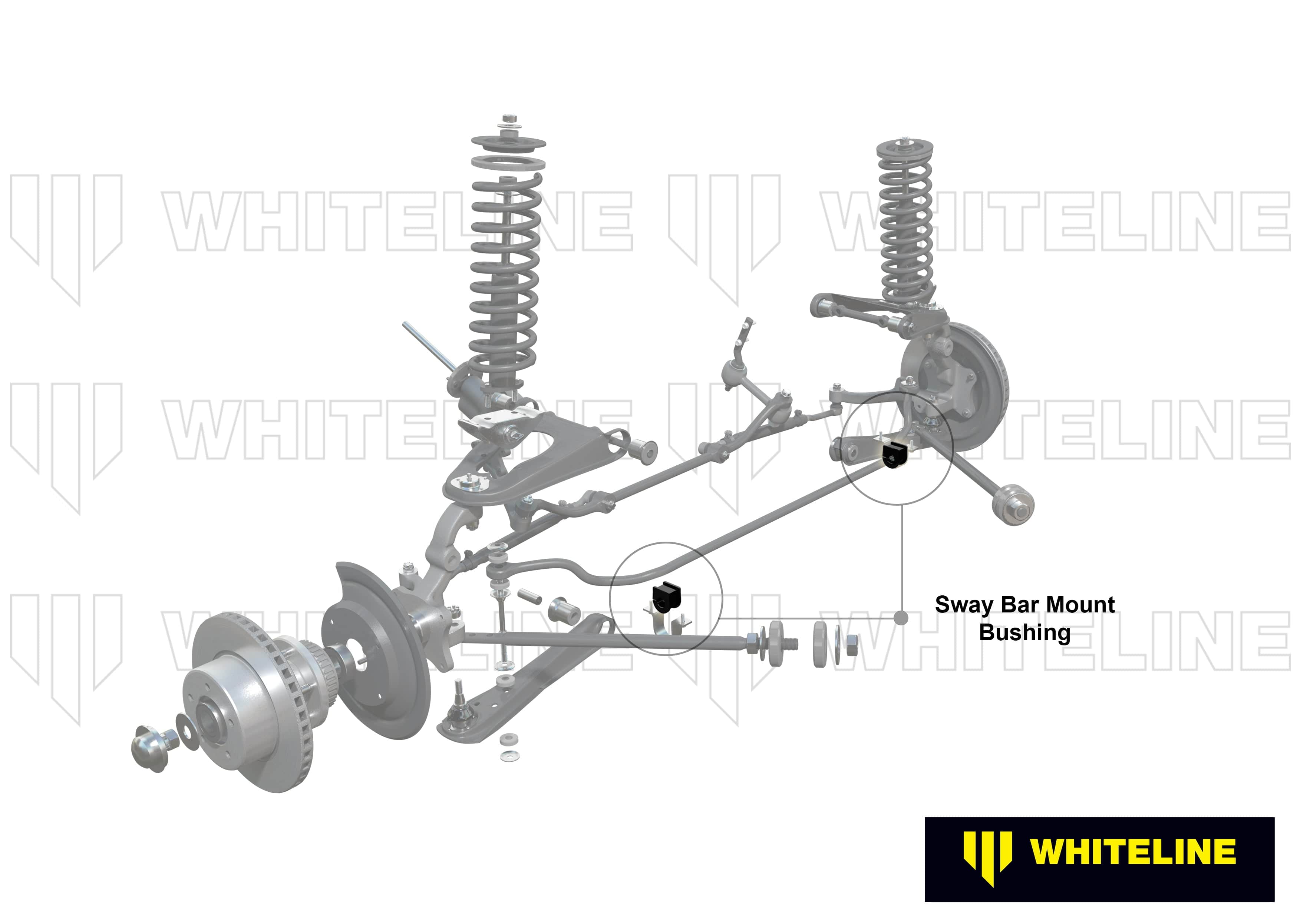 Whiteline 7 x 14 x 20 cm / H=33.5mm, L=46mm Front Sway Bar Mount - Bushing Kit 20mm to Suit Nissan Navara D21 and Pathfinder WD21 SR