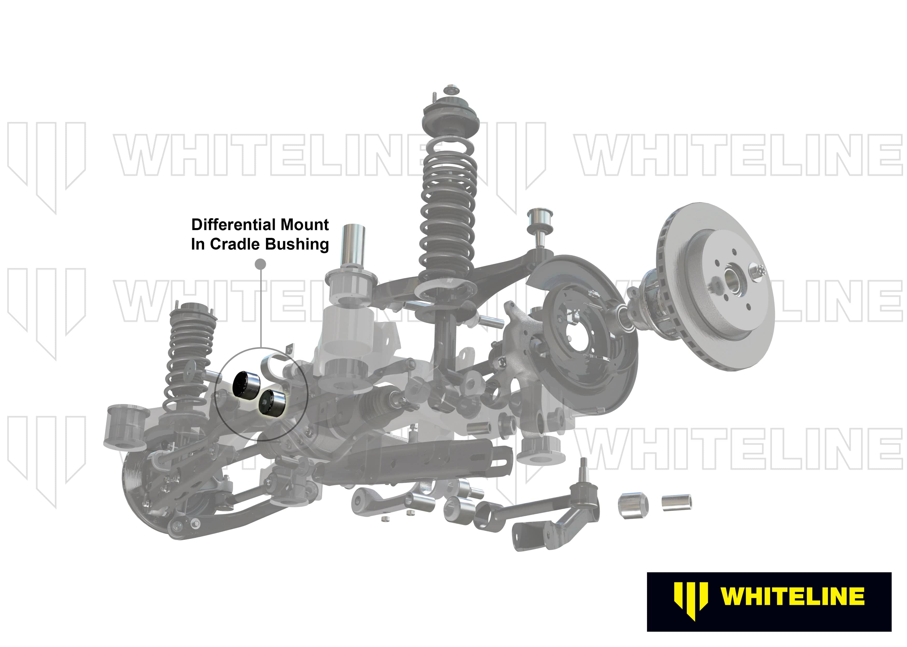 Whiteline 7 x 14 x 20 cm / Inserts Rear Differential Mount - Rear Bushing Kit to Suit Subaru Liberty and Outback SR