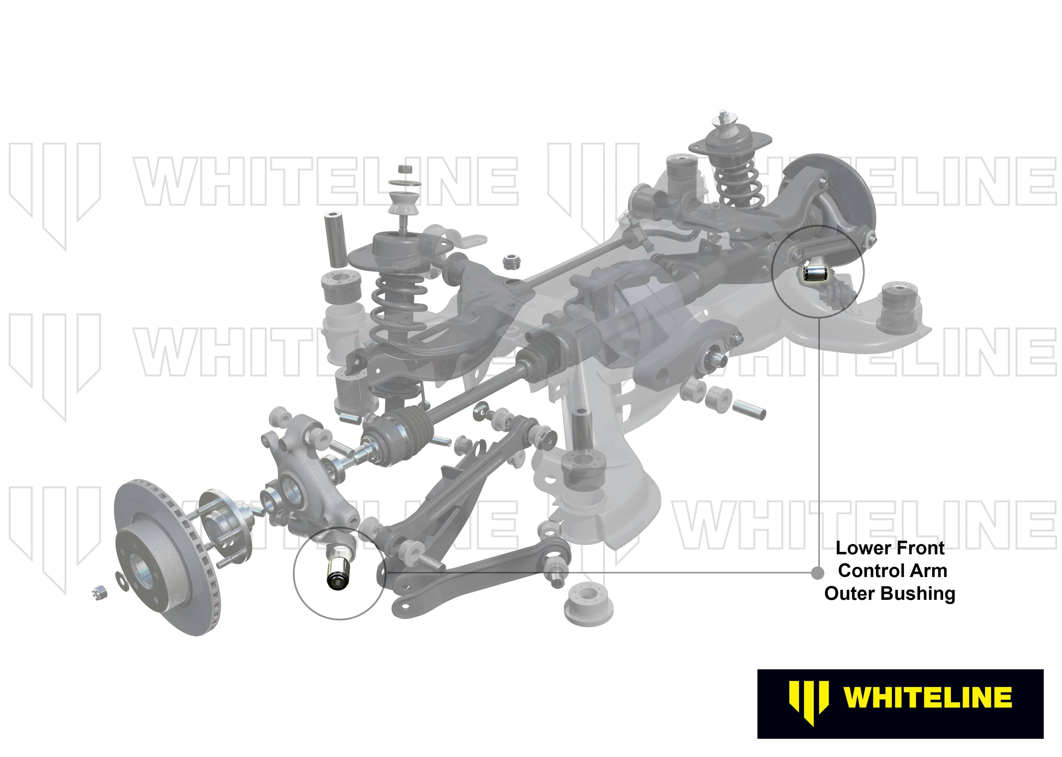 Whiteline 7 x 14 x 20 cm / Lateral arm Rear Control Arm Lower Front - Outer Bushing Kit to Suit Nissan 350Z, 370Z, Skyline and Stagea SR