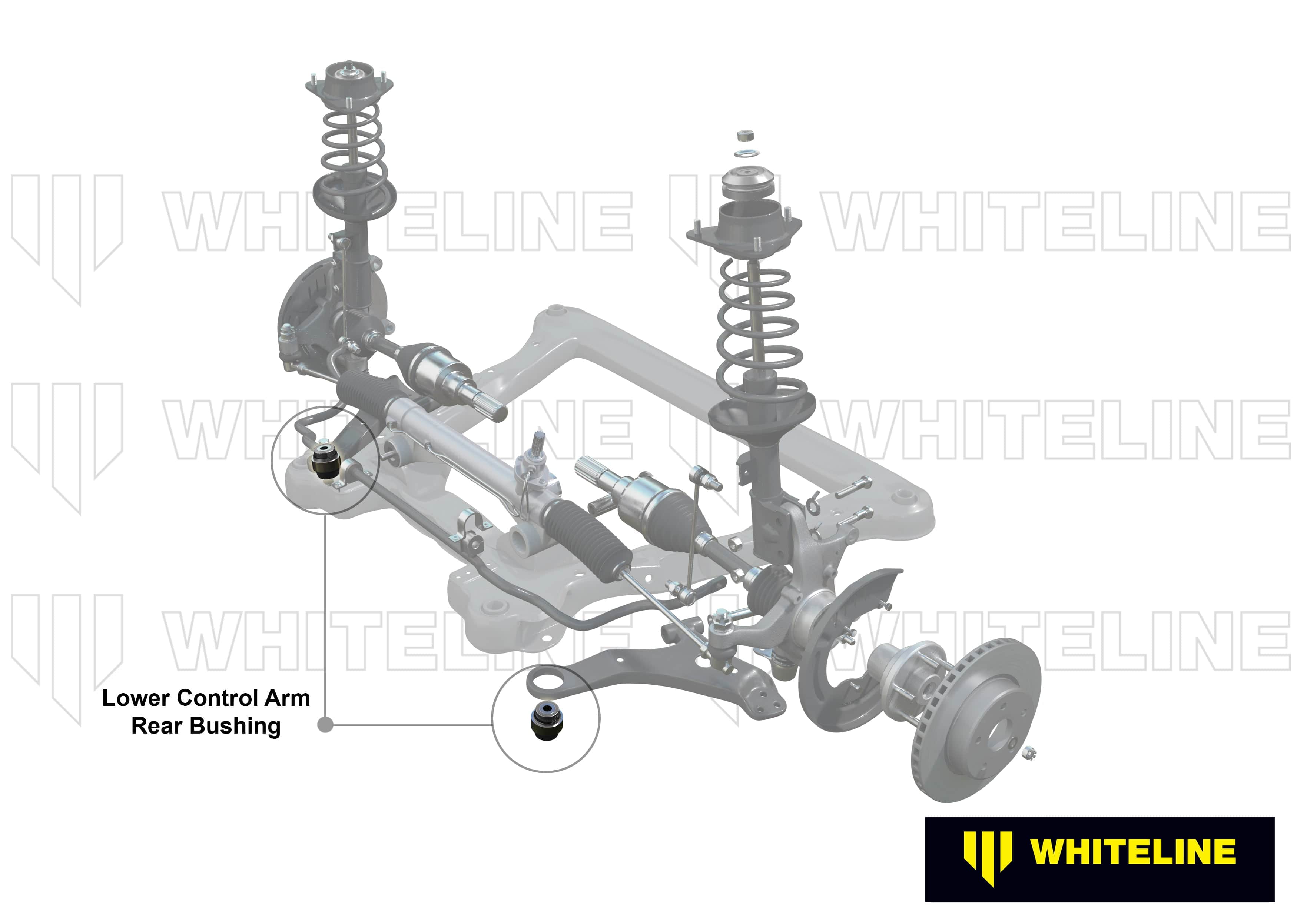 Whiteline 7 x 14 x 20 cm / Performance Alignment - adds +0.5deg caster Front Control Arm Lower - Inner Rear Bushing Double Offset Kit to Suit Ford Fiesta and Mazda2 SR