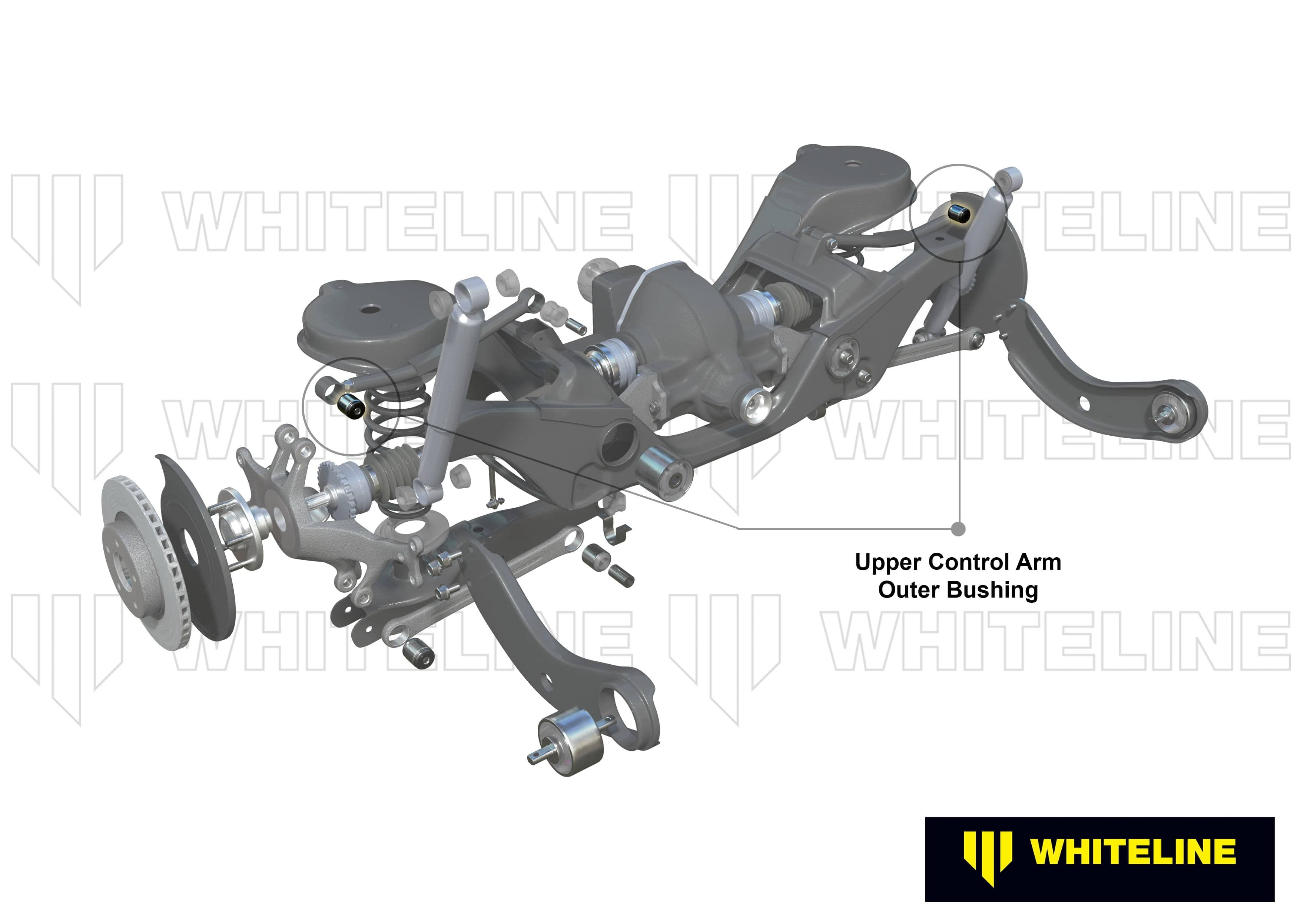Whiteline 7 x 14 x 20 cm / Performance Alignment - on-car adjustable allows +/- 1.0deg camber Rear Control Arm Upper - Bushing Kit Double Offset to Suit Ford Focus, Mazda3 and Volvo C30, S40 SR