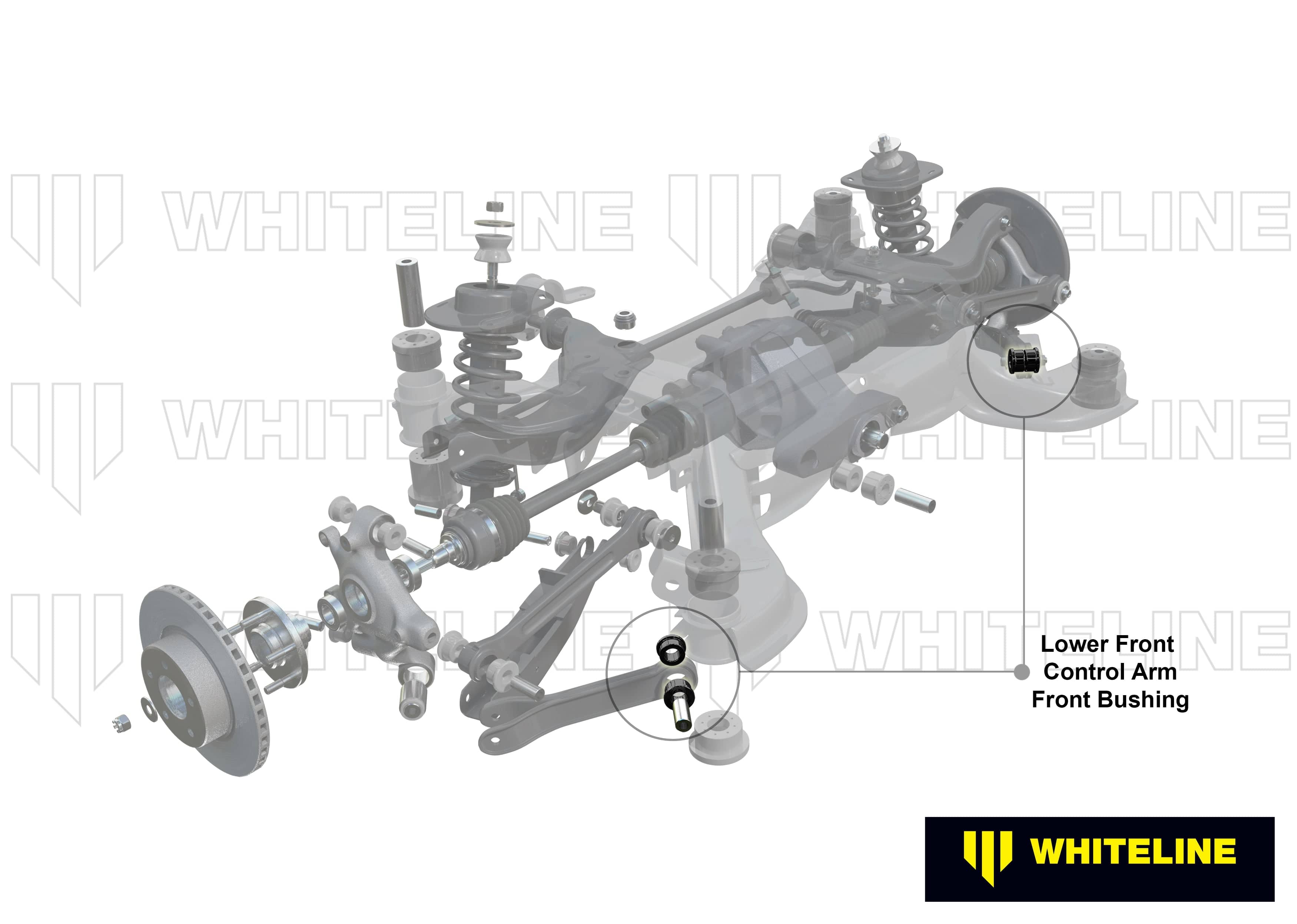 Whiteline 7 x 14 x 20 cm Rear Control Arm Lower Front - Inner Bushing Kit to Suit Holden Commodore VE, VF and HSV SR