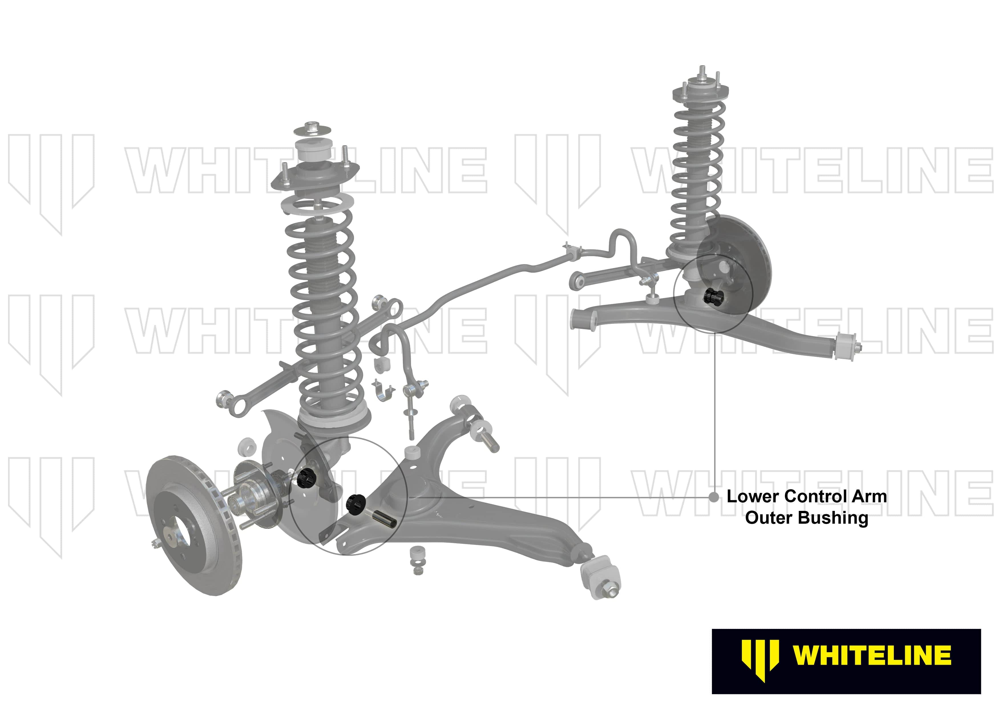 Whiteline 7 x 14 x 20 cm Rear Control Arm Lower - Outer Bushing Kit to Suit Mitsubishi Starion JA, JB, JD SR
