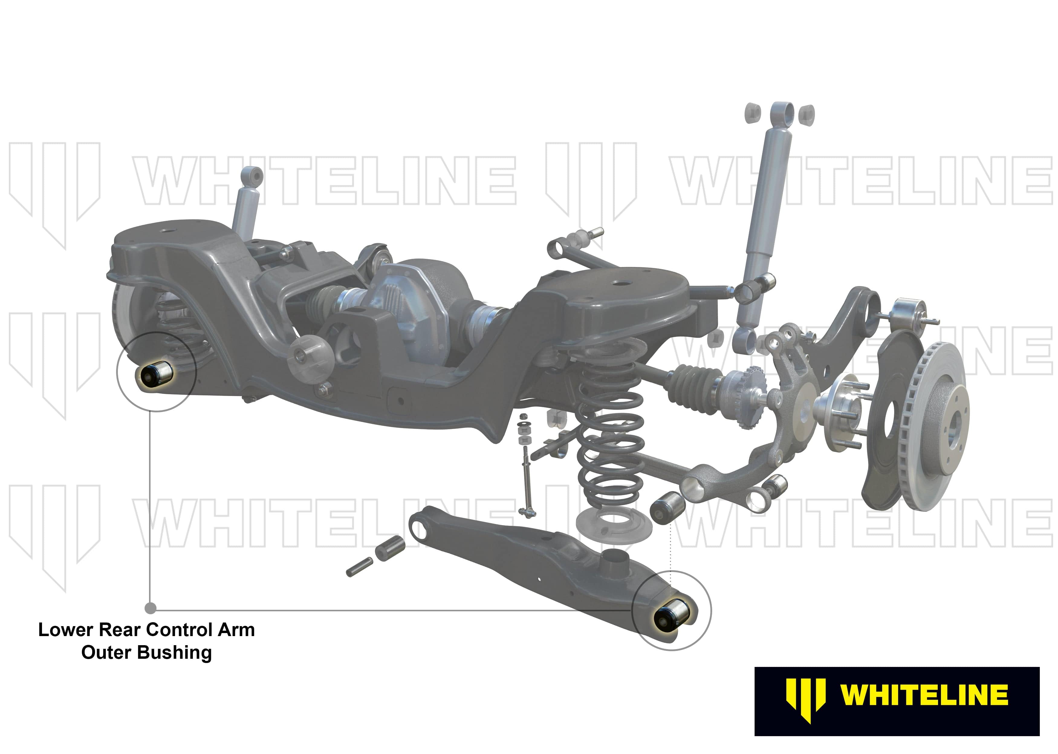 Whiteline 7 x 14 x 20 cm Rear Control Arm Lower Rear - Outer Bushing Kit to Suit Audi, Seat, Skoda and Volkswagen PQ35 Fwd/Awd SR