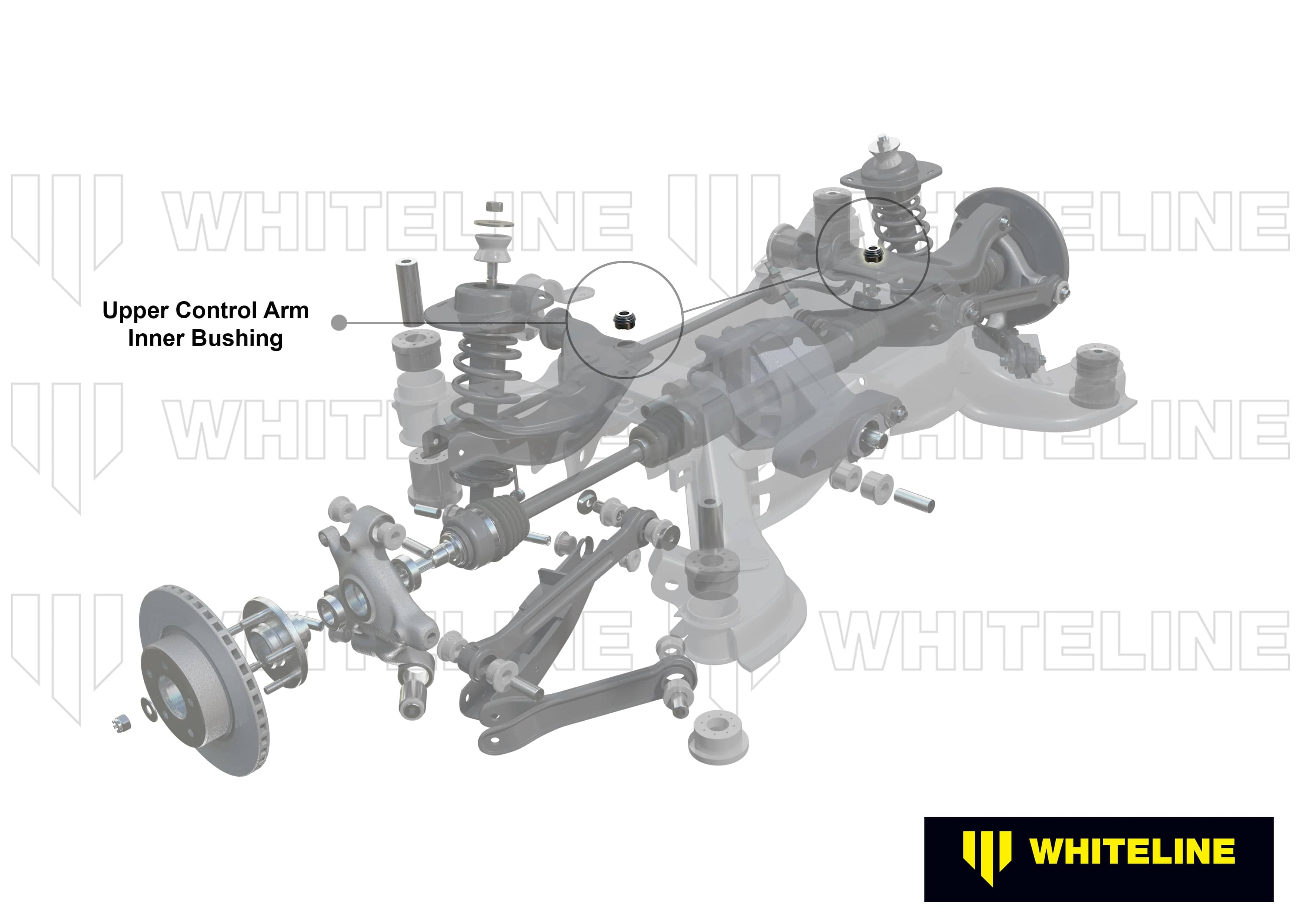 Whiteline 7 x 14 x 20 cm Rear Control Arm Upper - Inner Bearing Kit to Suit Holden Commodore VE, VF and HSV SR