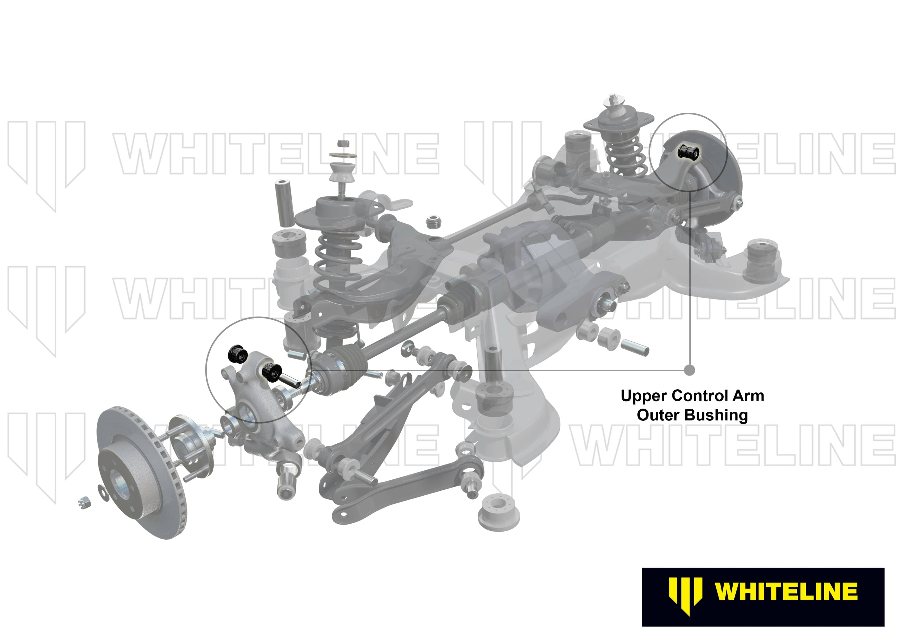 Whiteline 7 x 14 x 20 cm Rear Control Arm Upper - Outer Bearing Kit to Suit Holden Commodore VE, VF and HSV SR