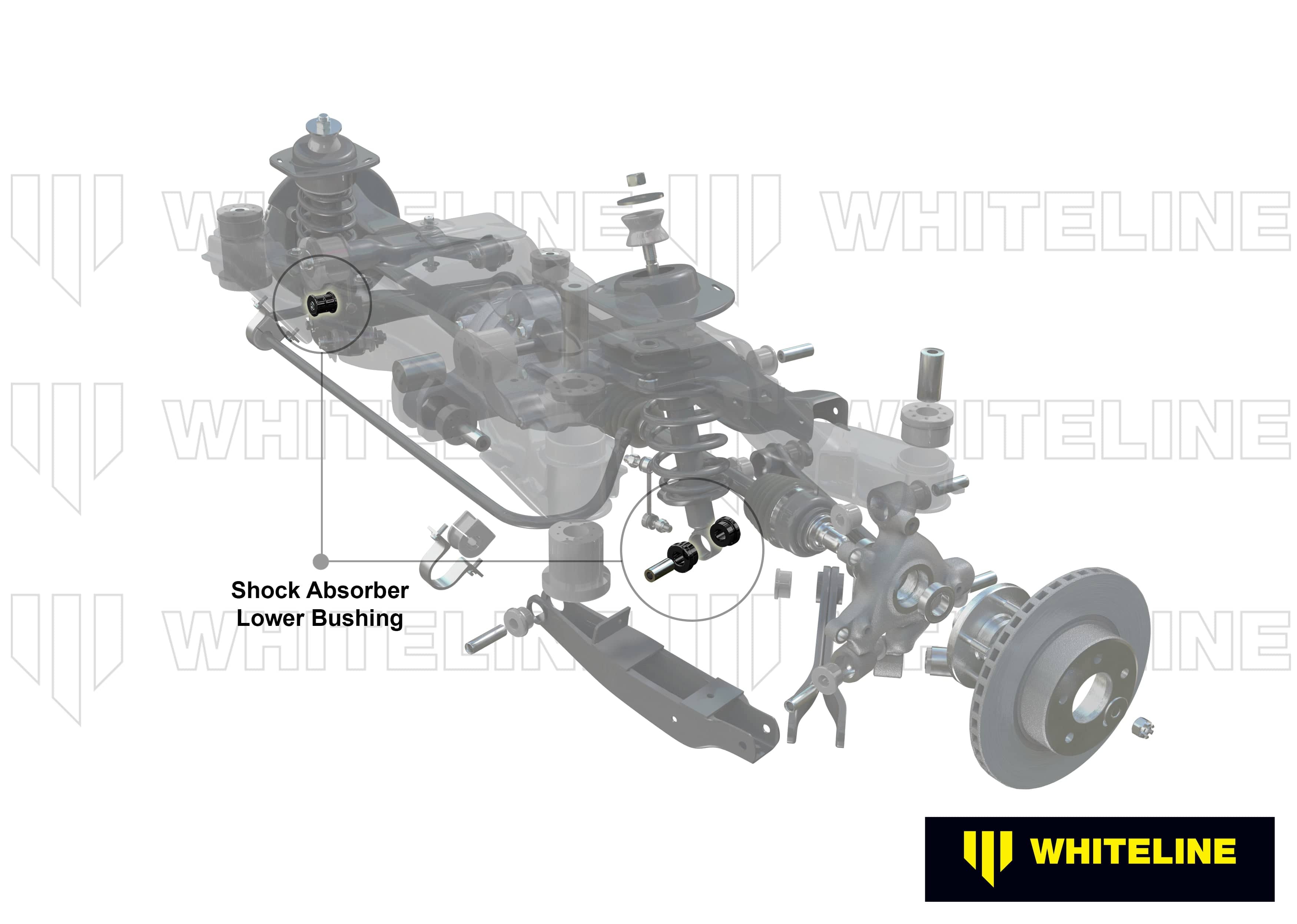 Whiteline 7 x 14 x 20 cm Rear Shock Absorber - Lower Bushing Kit to Suit Holden Commodore VE, VF and HSV SR