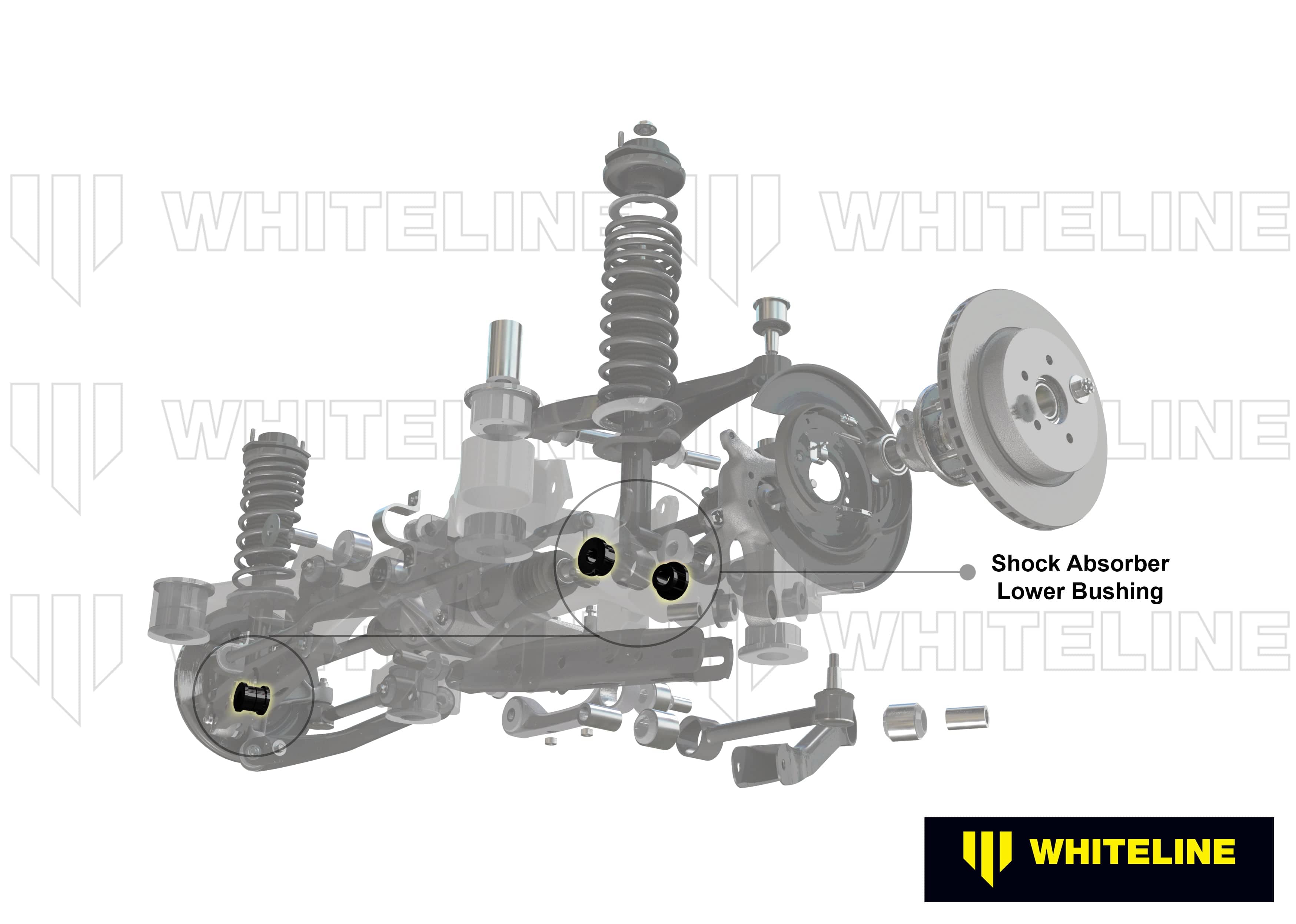 Whiteline 7 x 14 x 20 cm Rear Shock Absorber - Lower Bushing Kit to Suit Subaru Impreza GE, GJ incl WRX, Liberty, XV SR