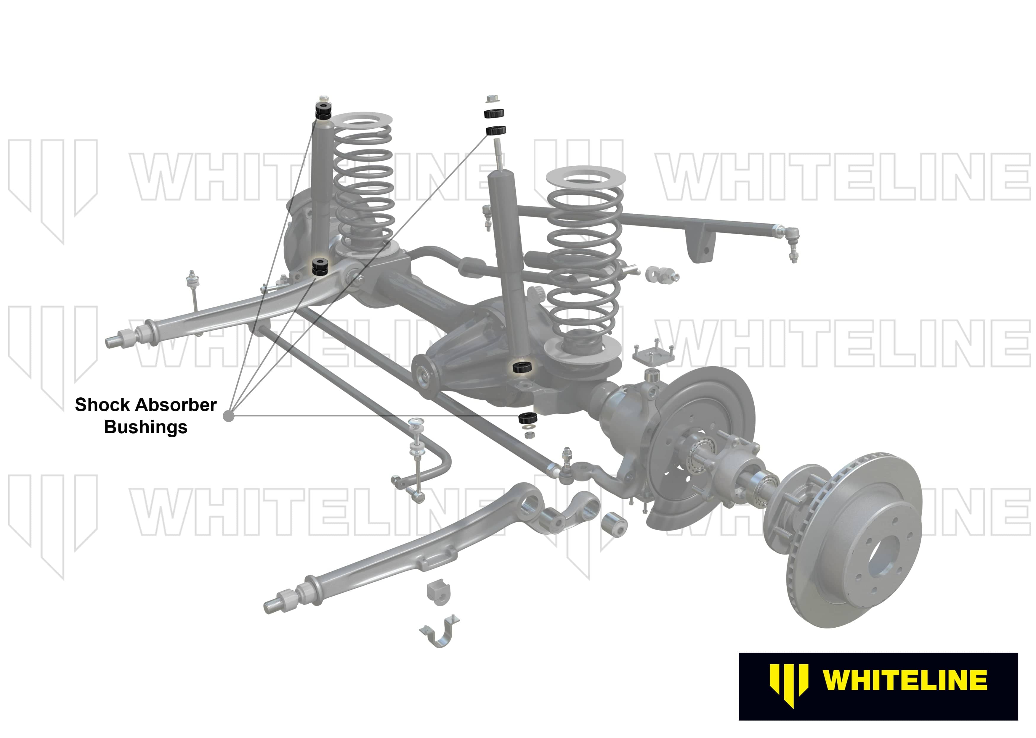Whiteline 7 x 14 x 20 cm Shock Absorber - Bushing Kit to Suit Land Rover Defender, Discovery and Range Rover SR