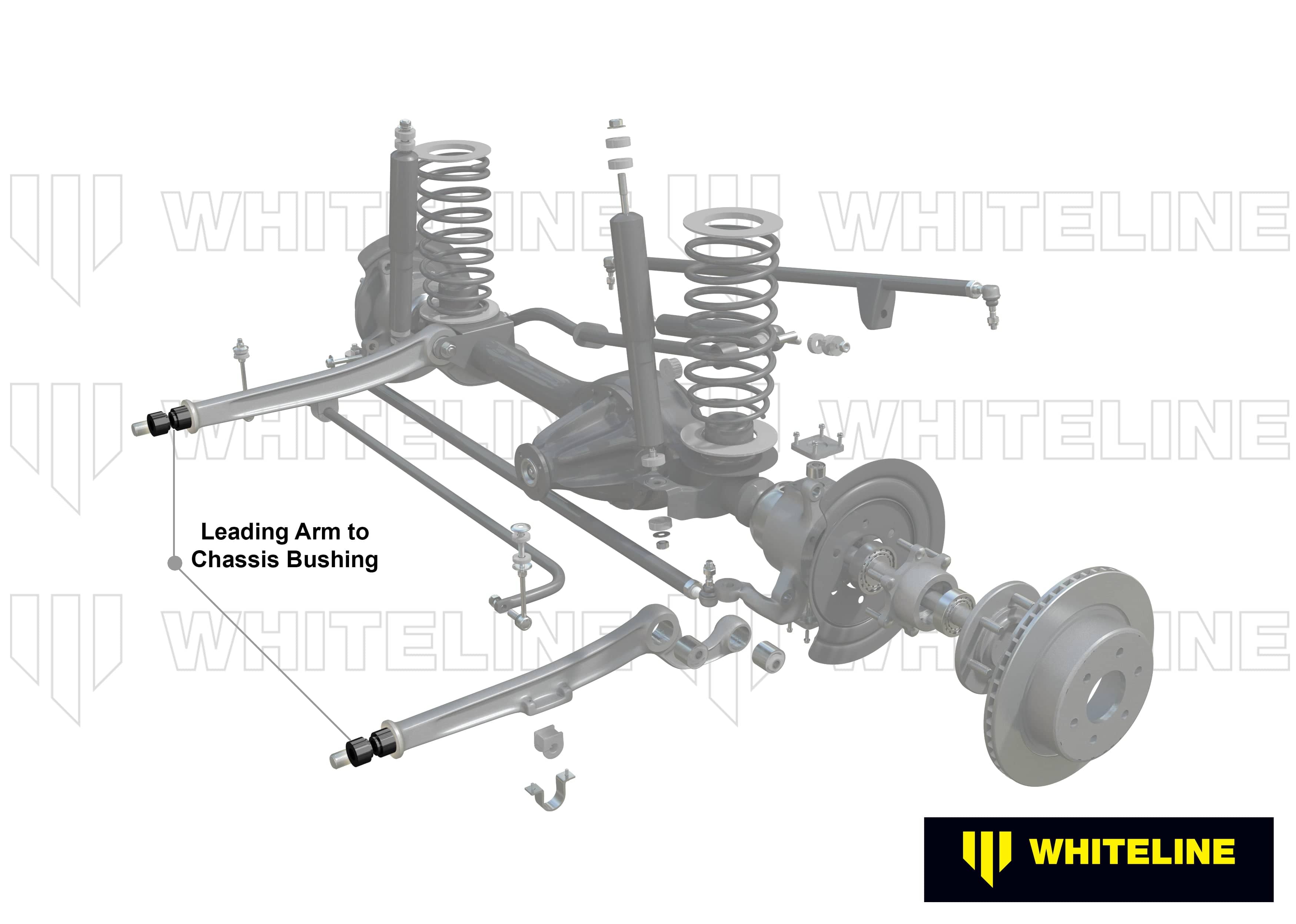 Whiteline 7 x 14 x 20 cm / Standard Alignment - 2 piece bushing design Front Leading Arm - To Chassis Bushing Kit to Suit Nissan Patrol GQ, GU and Ford Maverick DA SR