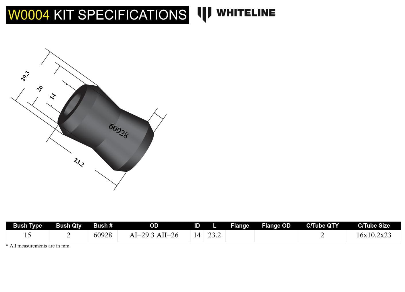 Whiteline 7 x 14 x 20 cm / Suits Whiteline S link or single eye link Universal Sway Bar Link - S Style Single or Double Eye link Service Kit SR