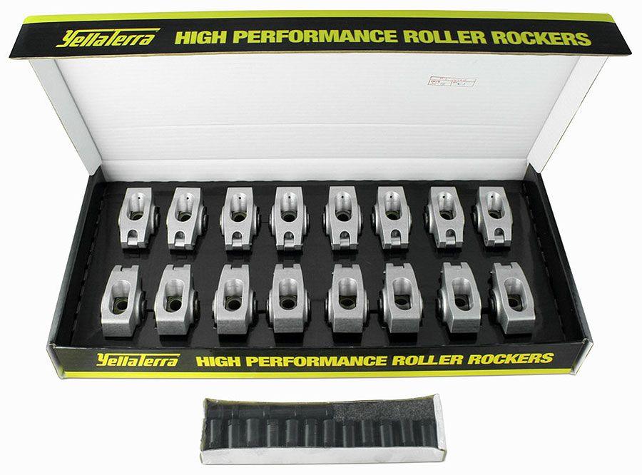 YT Suit S/B Chev with Dart II and Iron Eagle Heads Yella Terra Roller Rocker Set 1.6 Ratio (7/16" Stud Mount) YT5002 SR