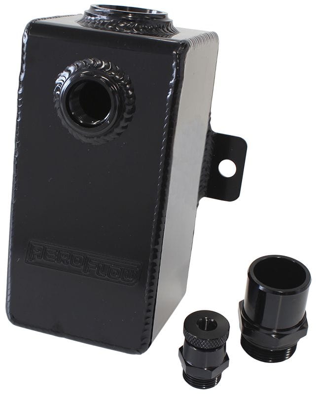 Aeroflow Performance 1.1 litre / 37oz capacity, accepts 1-3/8" breather & -10 ORB hose fit Aeroflow Universal Breather Tank - Black AF77-2015BLK SR